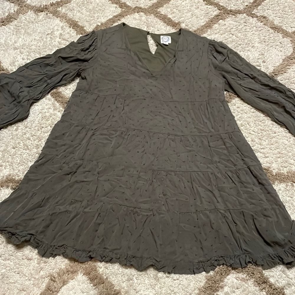 Blue rain army green peplum dress